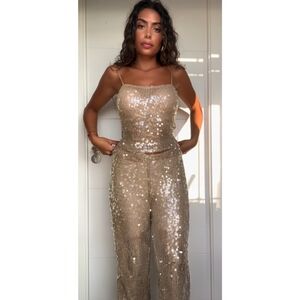 Zara Semi Sheer Mesh Pants With Sequins